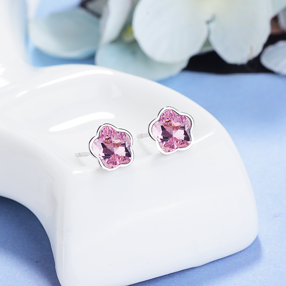 1 Pair Simple Style Flower Plating Inlay Copper Artificial Crystal Ear Studs display picture 3