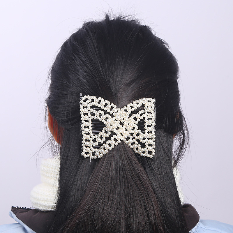 Women's Simple Style Solid Color Plastic Resin Beaded Insert Comb display picture 1