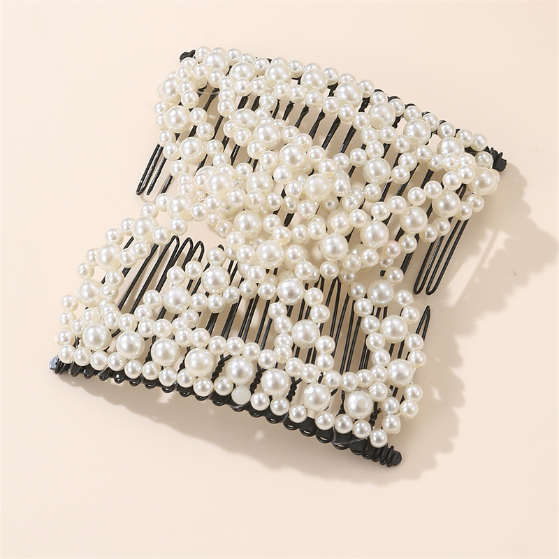 Women's Simple Style Solid Color Plastic Resin Beaded Insert Comb display picture 2