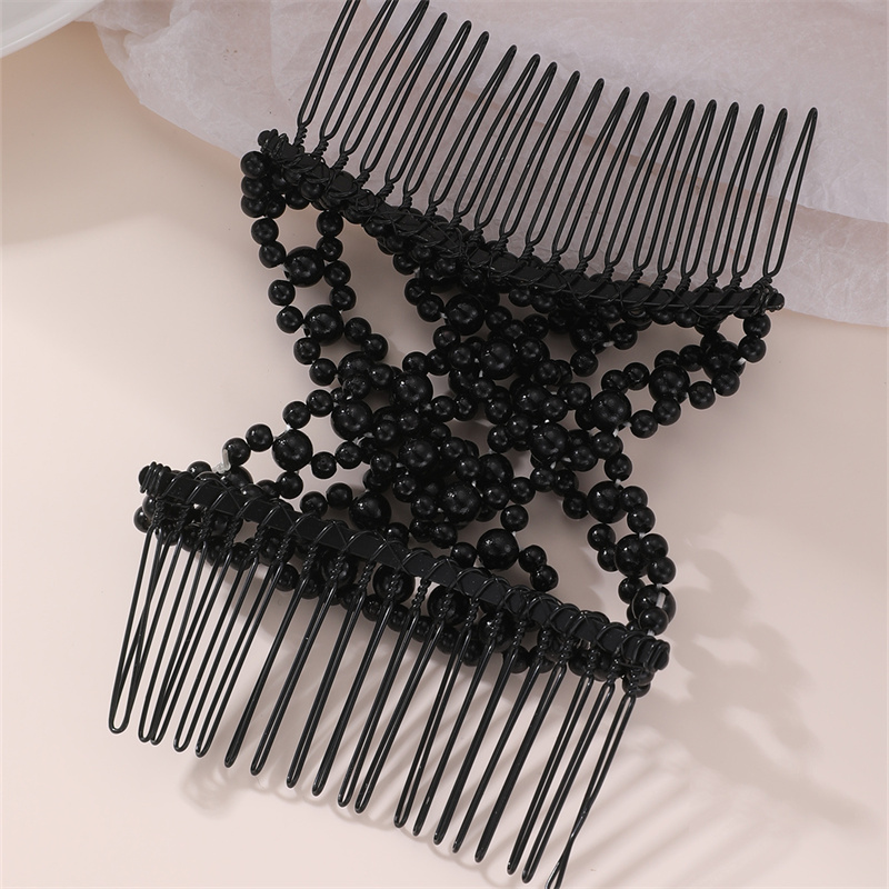 Women's Simple Style Solid Color Plastic Resin Beaded Insert Comb display picture 9