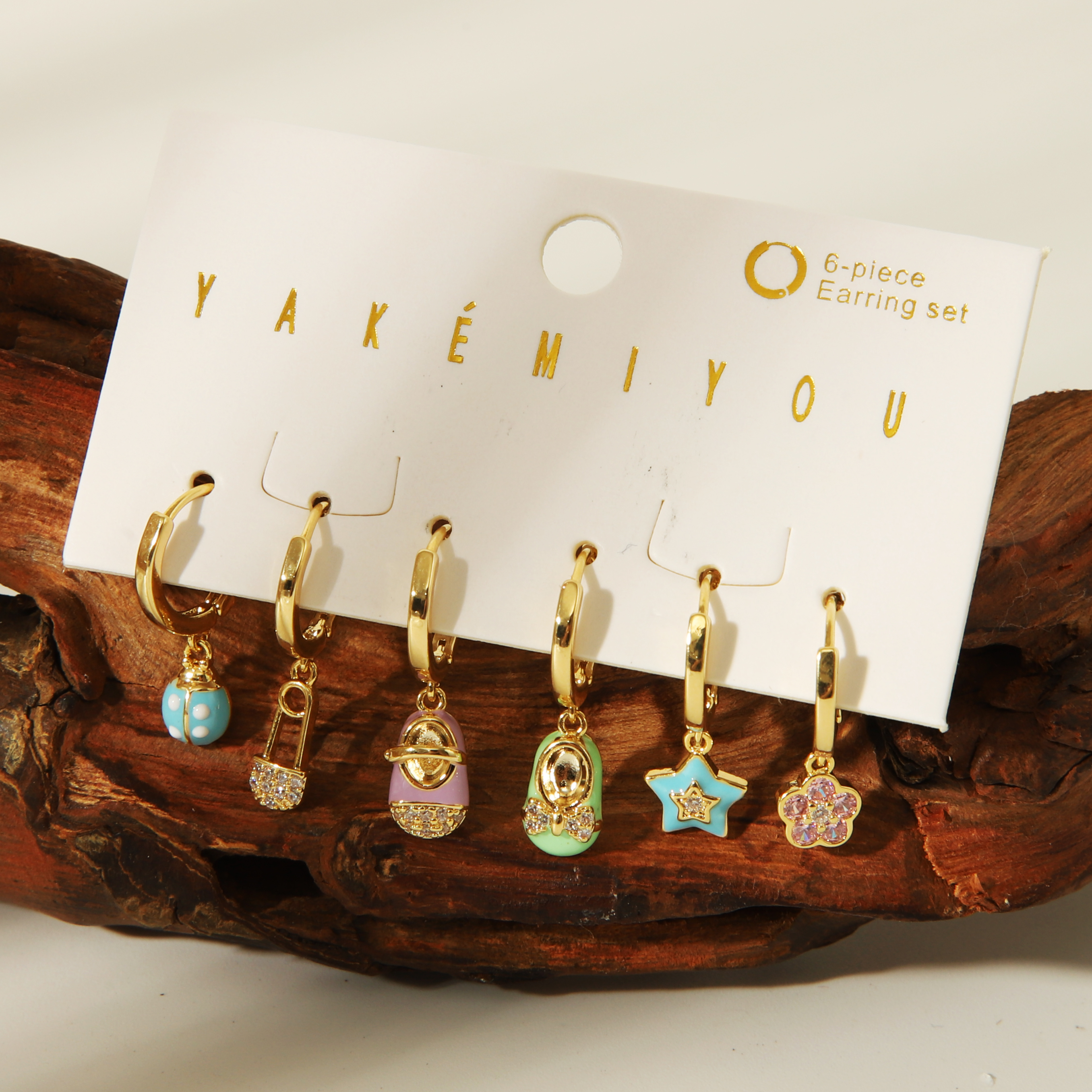 1 Set Yakemiyou Casual Beetles Flower Shoe Enamel Inlay Copper Zircon 14K Gold Plated Drop Earrings display picture 1