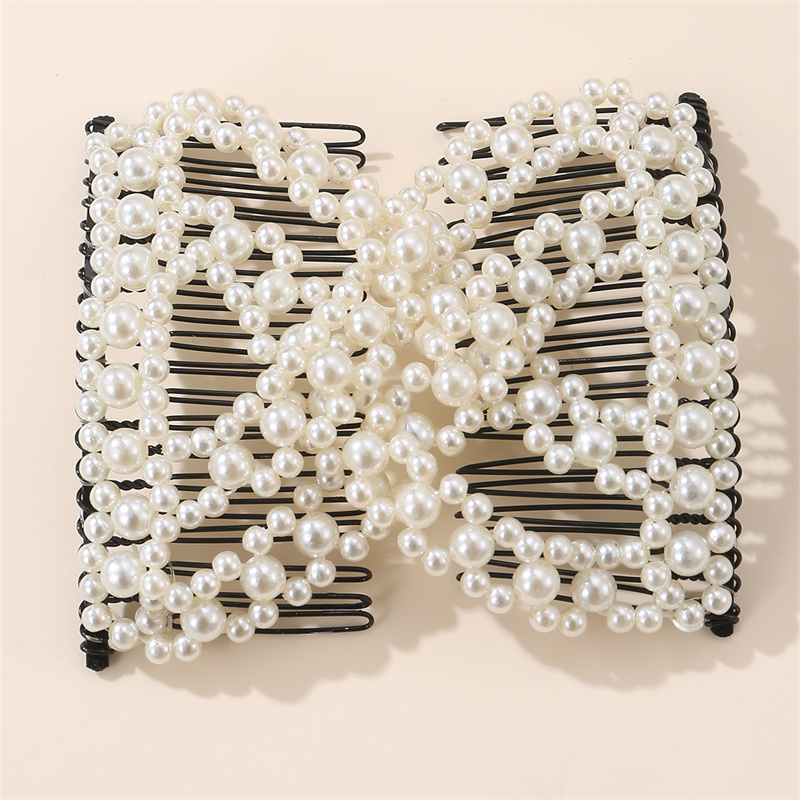 Women's Simple Style Solid Color Plastic Resin Beaded Insert Comb display picture 6