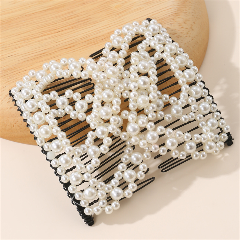 Women's Simple Style Solid Color Plastic Resin Beaded Insert Comb display picture 7