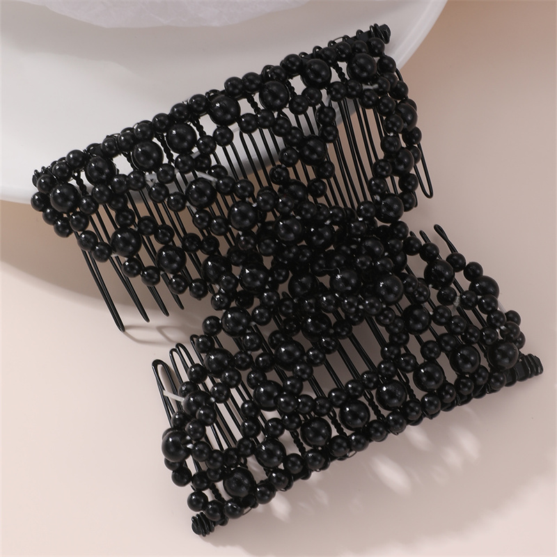 Women's Simple Style Solid Color Plastic Resin Beaded Insert Comb display picture 14