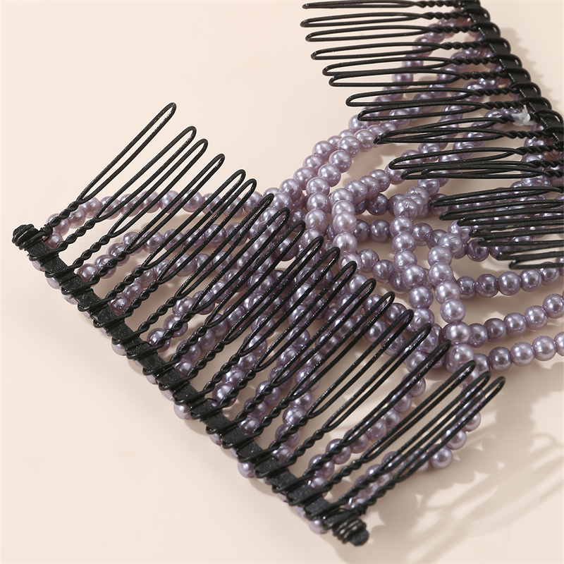 Women's Simple Style Solid Color Plastic Resin Beaded Insert Comb display picture 12