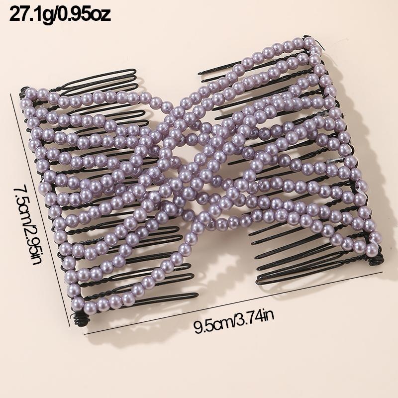 Women's Casual Simple Style Round Artificial Pearl Plastic Resin Beaded Insert Comb display picture 18