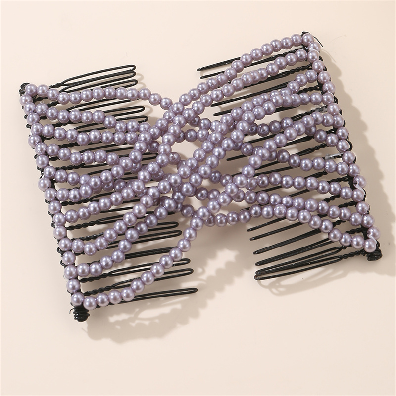 Women's Casual Simple Style Round Artificial Pearl Plastic Resin Beaded Insert Comb display picture 17