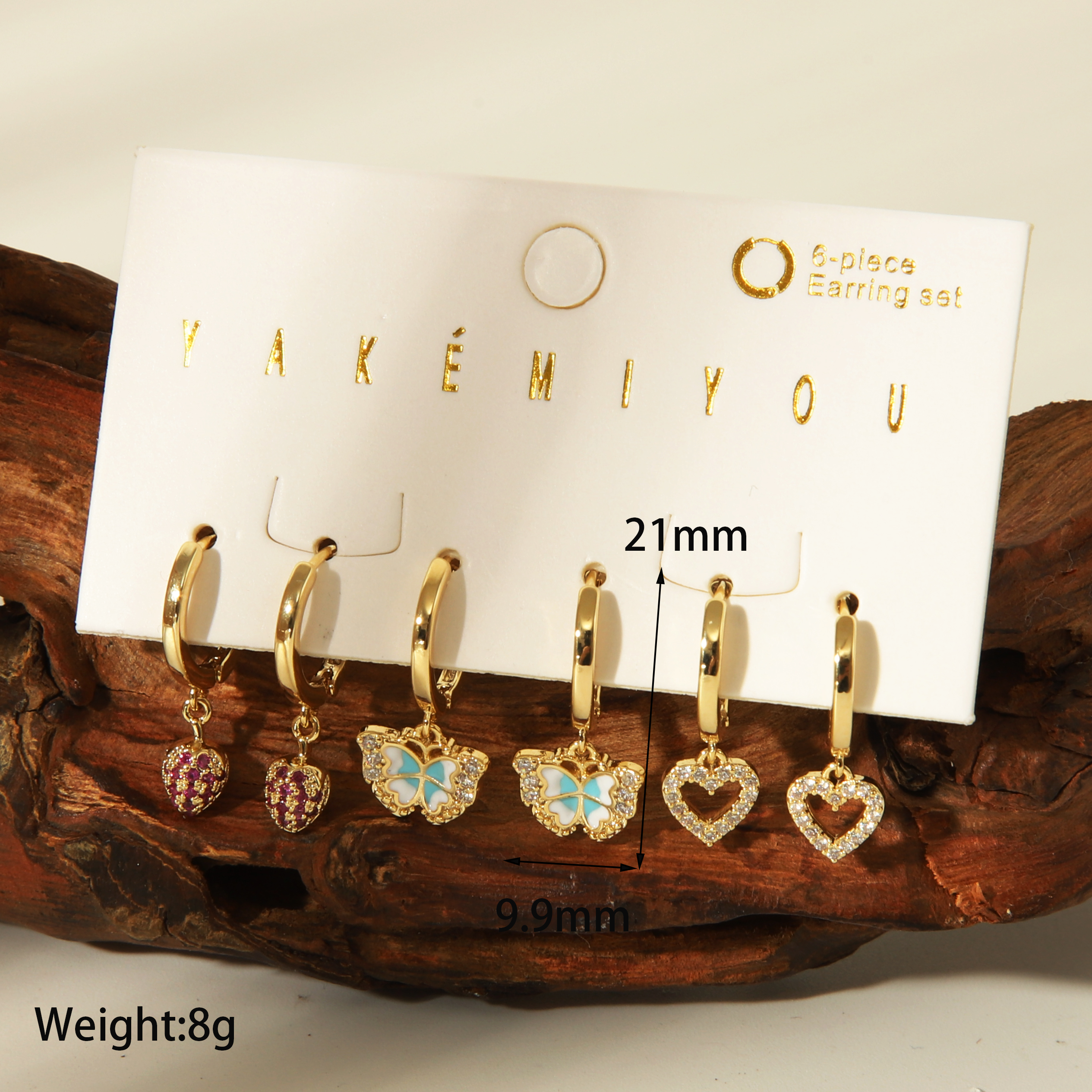 1 Set Yakemiyou Casual Heart Shape Flower Butterfly Enamel Hollow Out Inlay Copper Zircon 14K Gold Plated Drop Earrings display picture 4