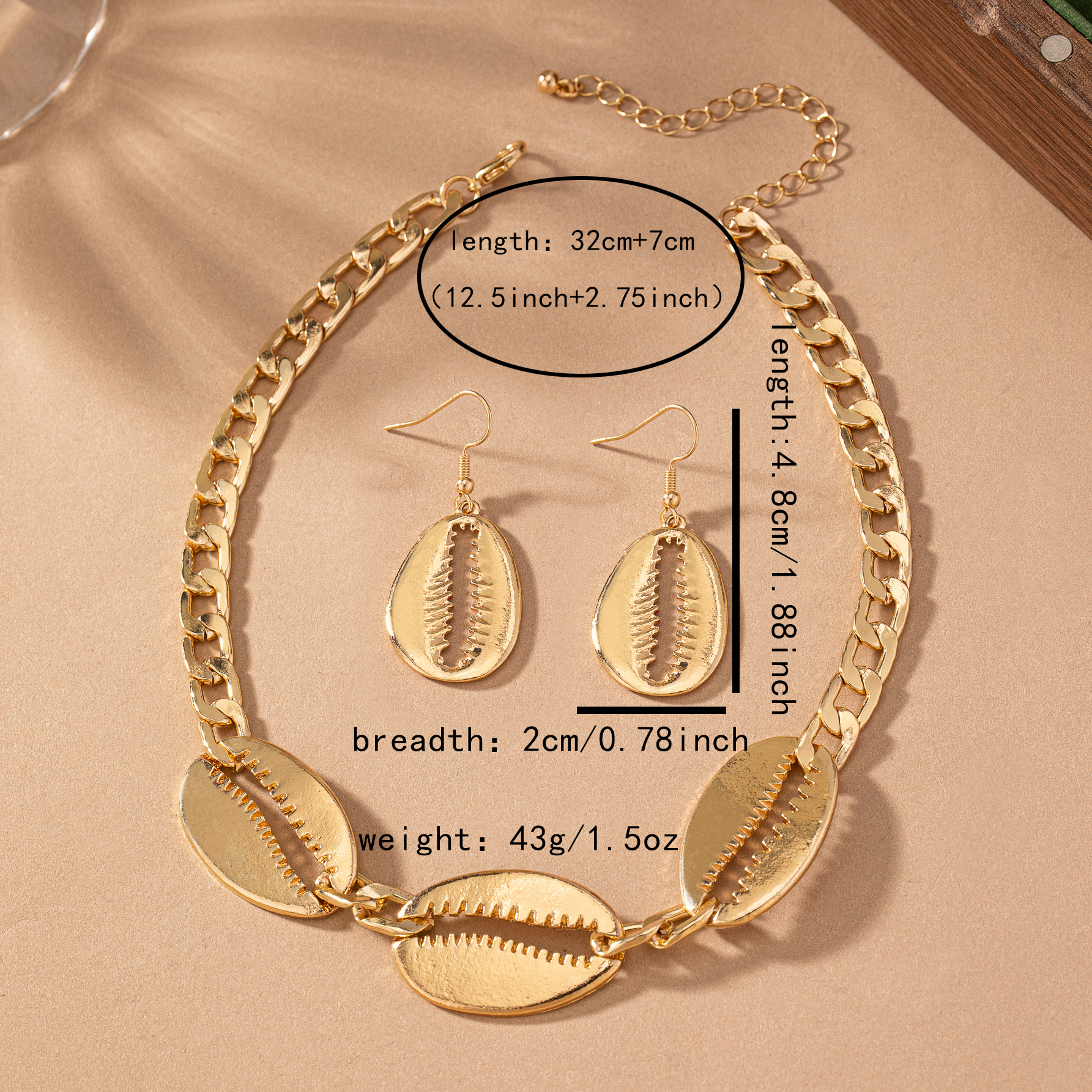 Vintage Style Shell Alloy Plating Hollow Out 14K Gold Plated Women's Jewelry Set display picture 4
