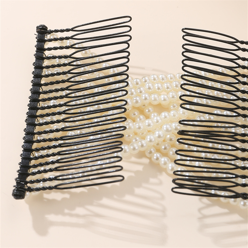 Women's Casual Simple Style Round Artificial Pearl Plastic Resin Beaded Insert Comb display picture 8