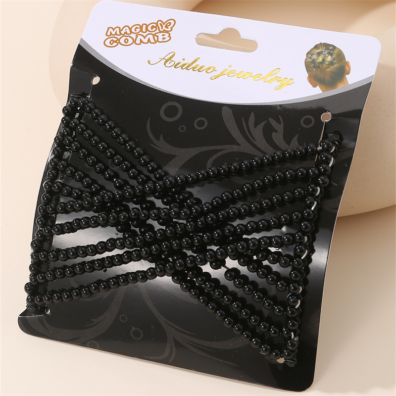 Women's Casual Simple Style Round Artificial Pearl Plastic Resin Beaded Insert Comb display picture 12