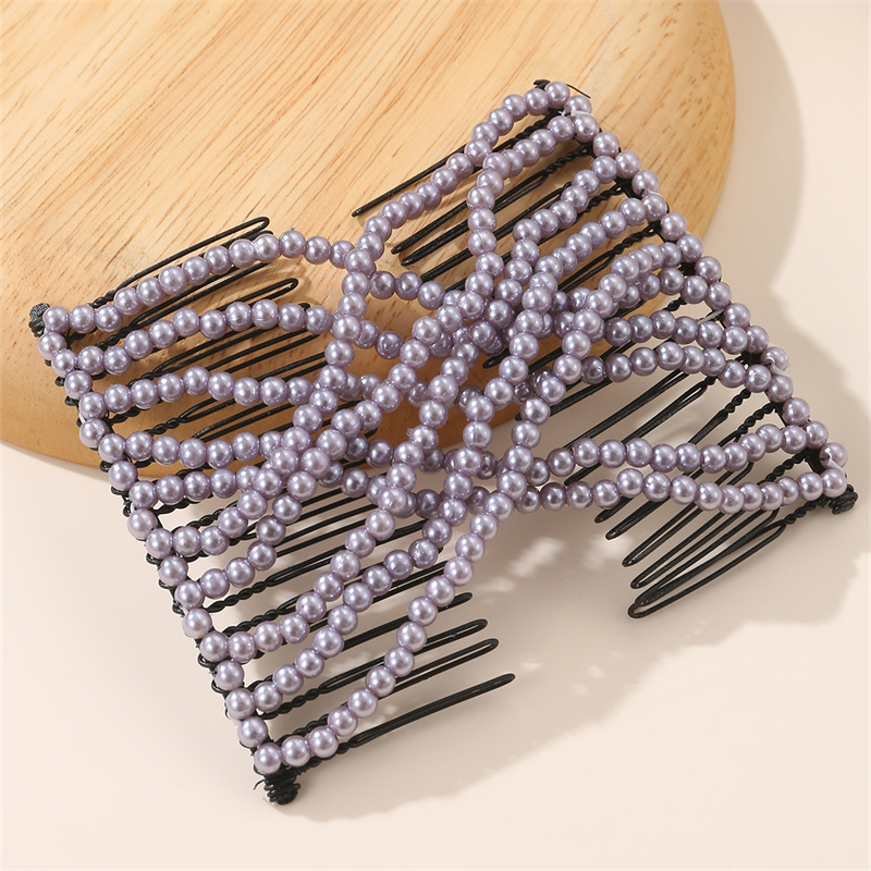 Women's Casual Simple Style Round Artificial Pearl Plastic Resin Beaded Insert Comb display picture 20
