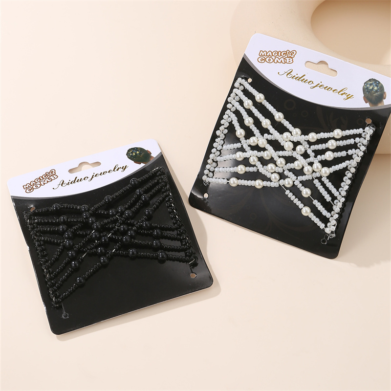 Women's IG Style Simple Style Solid Color Artificial Pearl Plastic Resin Beaded Insert Comb display picture 3