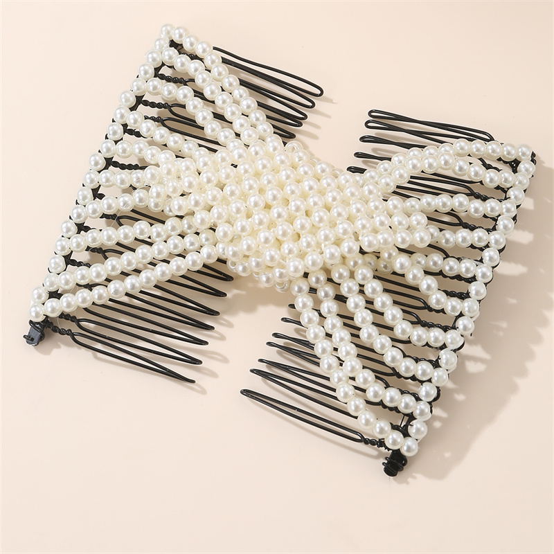 Women's IG Style Fairy Style Simple Style Solid Color Artificial Pearl Plastic Resin Beaded Insert Comb display picture 6