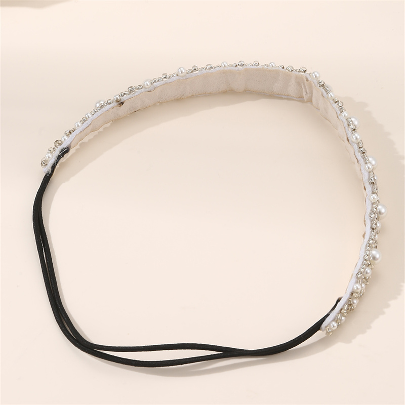 Women's Simple Style Classic Style Solid Color Artificial Pearl Cloth Rhinestone Elastic Band Hair Band display picture 10