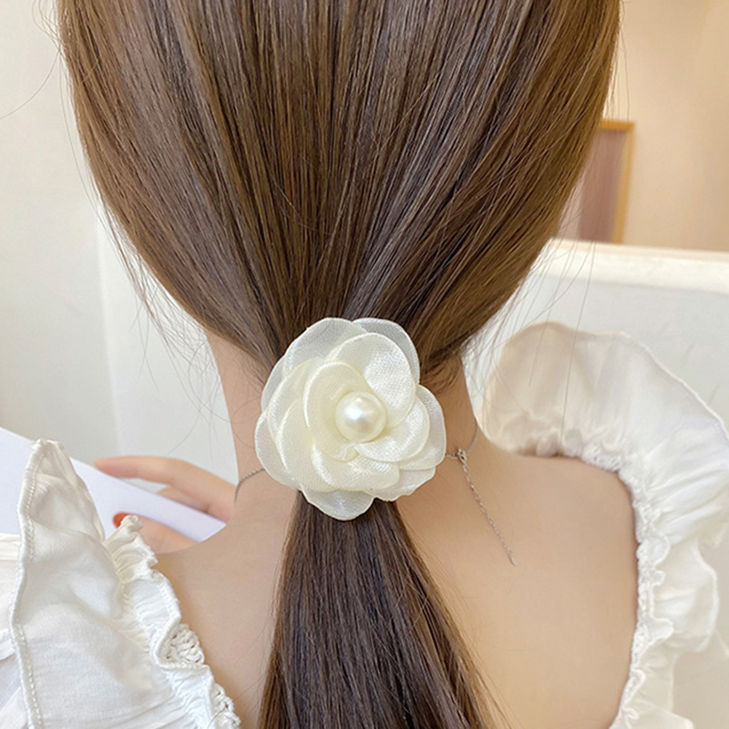 Women's Fairy Style Cute Sweet Flower Artificial Pearl Cloth Flowers Hair Tie display picture 1