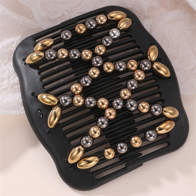 Women's Classic Style Color Block Artificial Pearl Plastic Criss Cross Hair Combs display picture 5