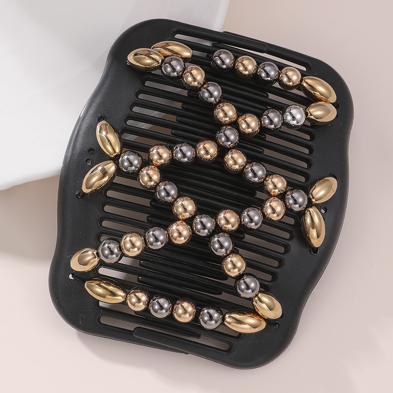 Women's Classic Style Color Block Artificial Pearl Plastic Criss Cross Hair Combs display picture 6