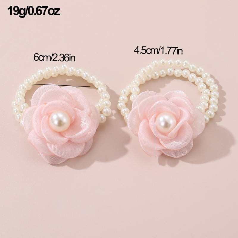 Women's Fairy Style Cute Sweet Flower Artificial Pearl Cloth Flowers Hair Tie display picture 10