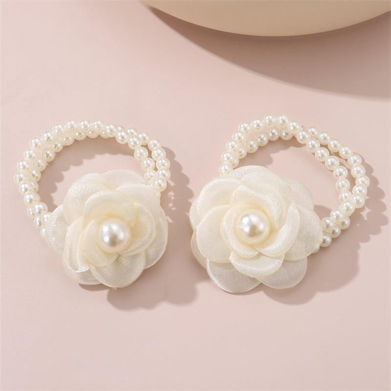 Women's Fairy Style Cute Sweet Flower Artificial Pearl Cloth Flowers Hair Tie display picture 5