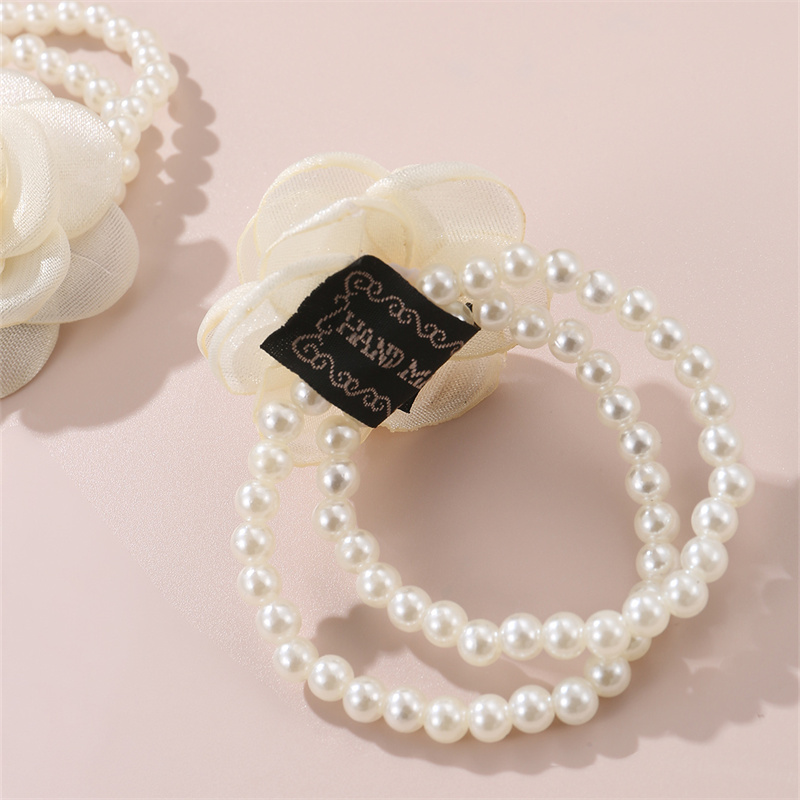 Women's Fairy Style Cute Sweet Flower Artificial Pearl Cloth Flowers Hair Tie display picture 4