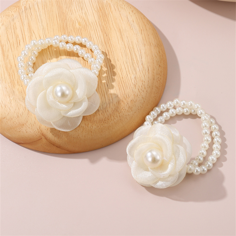 Women's Fairy Style Cute Sweet Flower Artificial Pearl Cloth Flowers Hair Tie display picture 7