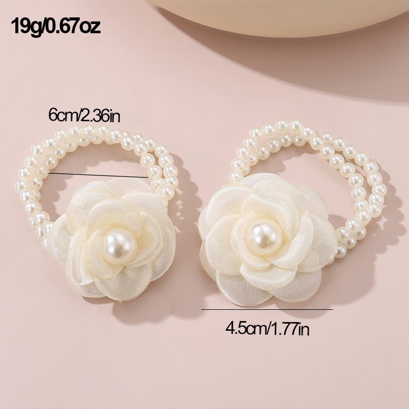 Women's Fairy Style Cute Sweet Flower Artificial Pearl Cloth Flowers Hair Tie display picture 8