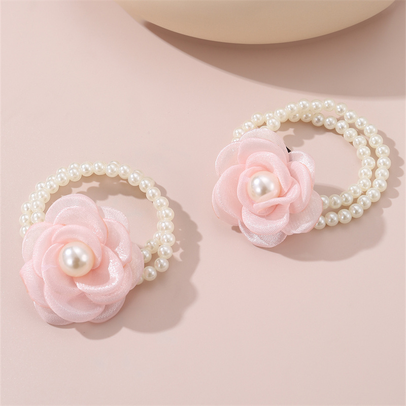 Women's Fairy Style Cute Sweet Flower Artificial Pearl Cloth Flowers Hair Tie display picture 13