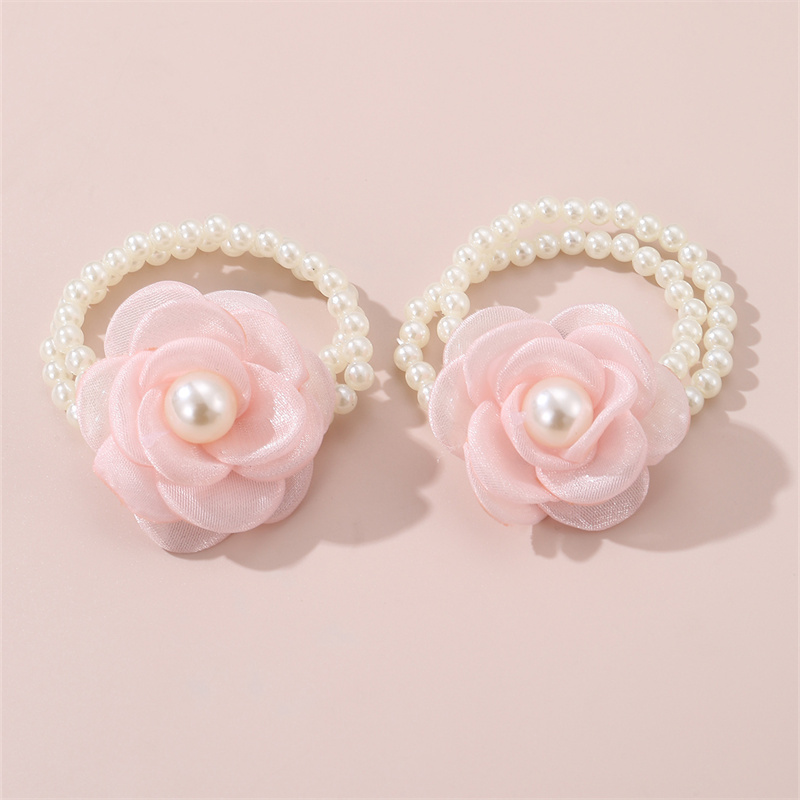 Women's Fairy Style Cute Sweet Flower Artificial Pearl Cloth Flowers Hair Tie display picture 14