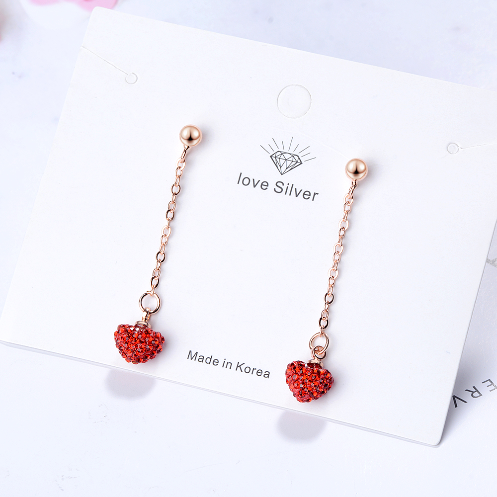 1 Pair Simple Style Heart Shape Plating Inlay Copper Artificial Crystal Drop Earrings display picture 2