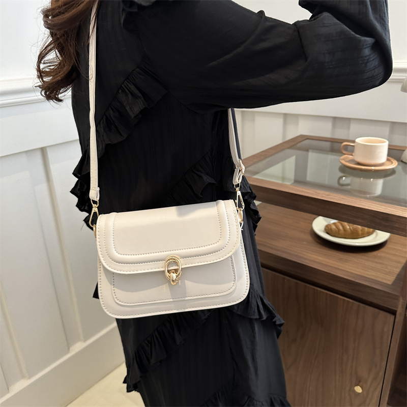 Women's Small Pu Leather Solid Color Classic Style Lock Clasp Crossbody Bag display picture 8
