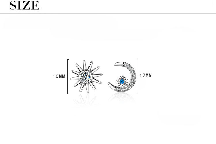 1 Paire Style Simple Star Lune Incruster Le Cuivre Zircon Or Blanc Plaqué Boucles D'Oreilles display picture 1