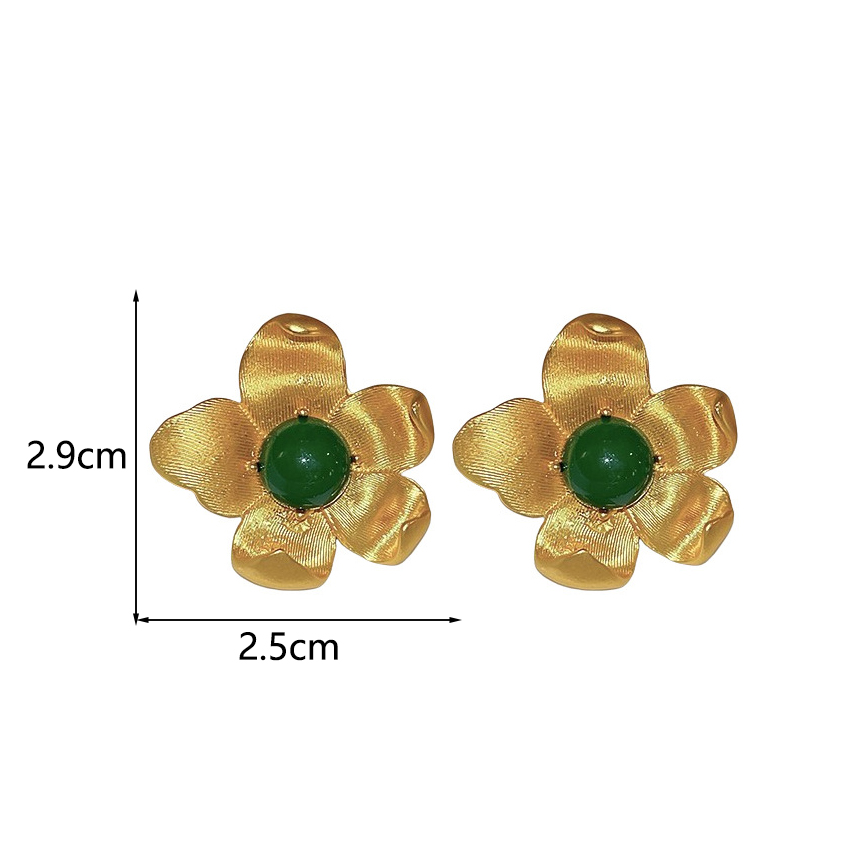 1 Pair Elegant Vintage Style Lady Flower Inlay Alloy Resin Ear Studs display picture 6