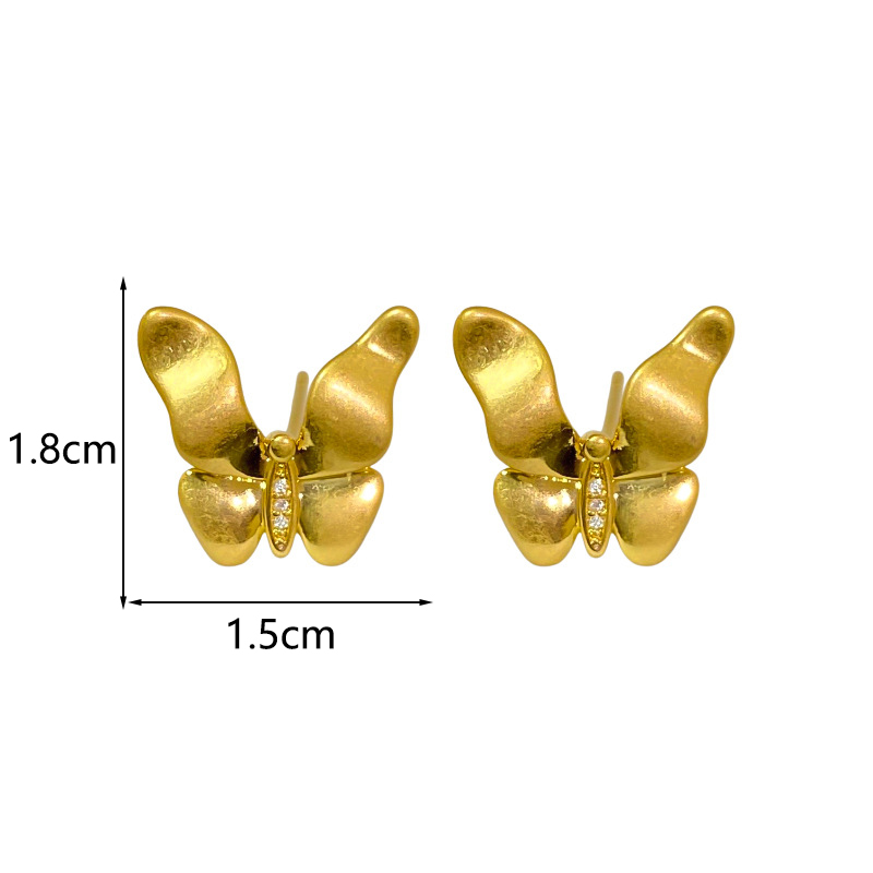 1 Pair Elegant Lady Classic Style Butterfly Copper Ear Studs display picture 1