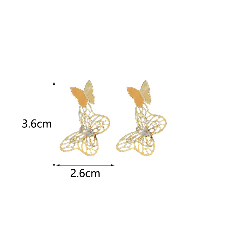 1 Pair Elegant Lady Modern Style Butterfly Inlay Copper Zircon Drop Earrings display picture 7