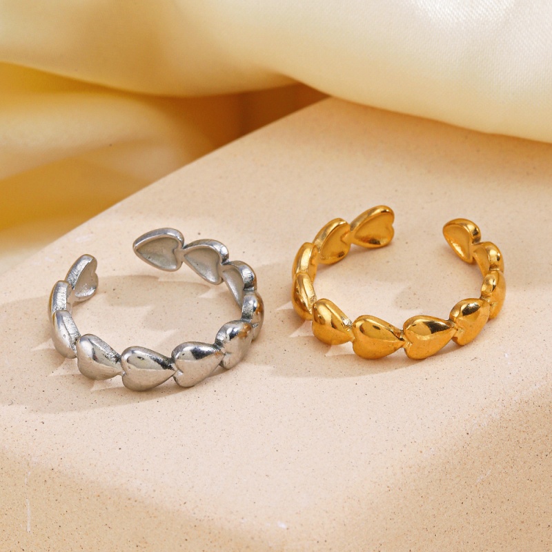 304 Stainless Steel 18K Gold Plated Lady Classic Style Commute Heart Heart Shape Open Rings display picture 2