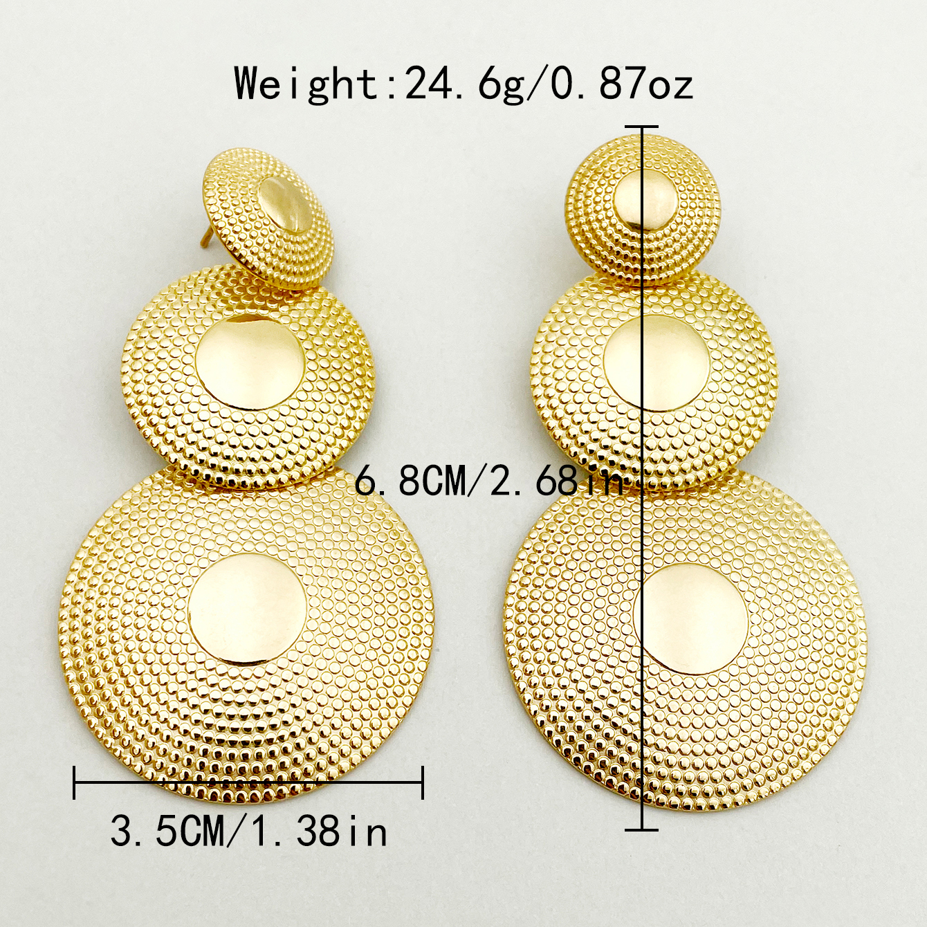 1 Pair Casual Tropical Classic Style Round Patchwork Plating Three-dimensional 304 Stainless Steel Gold Plated Drop Earrings display picture 7