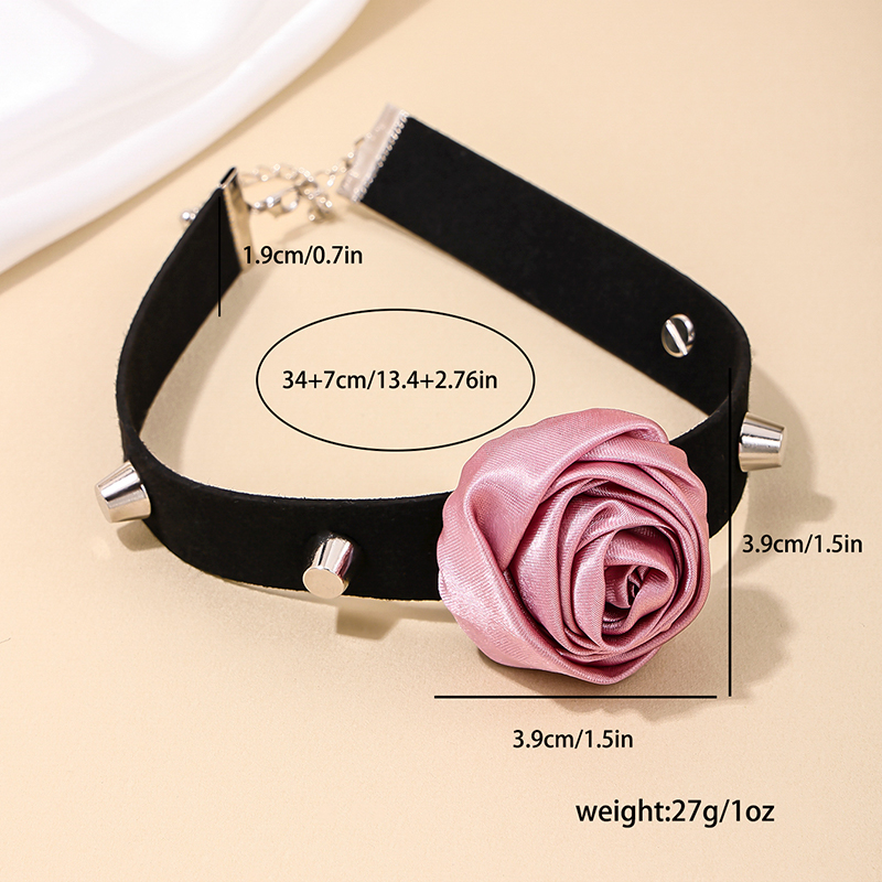 Großhandel Schmuck Einfacher Stil Klassischer Stil Rose Tuch Halsband display picture 5