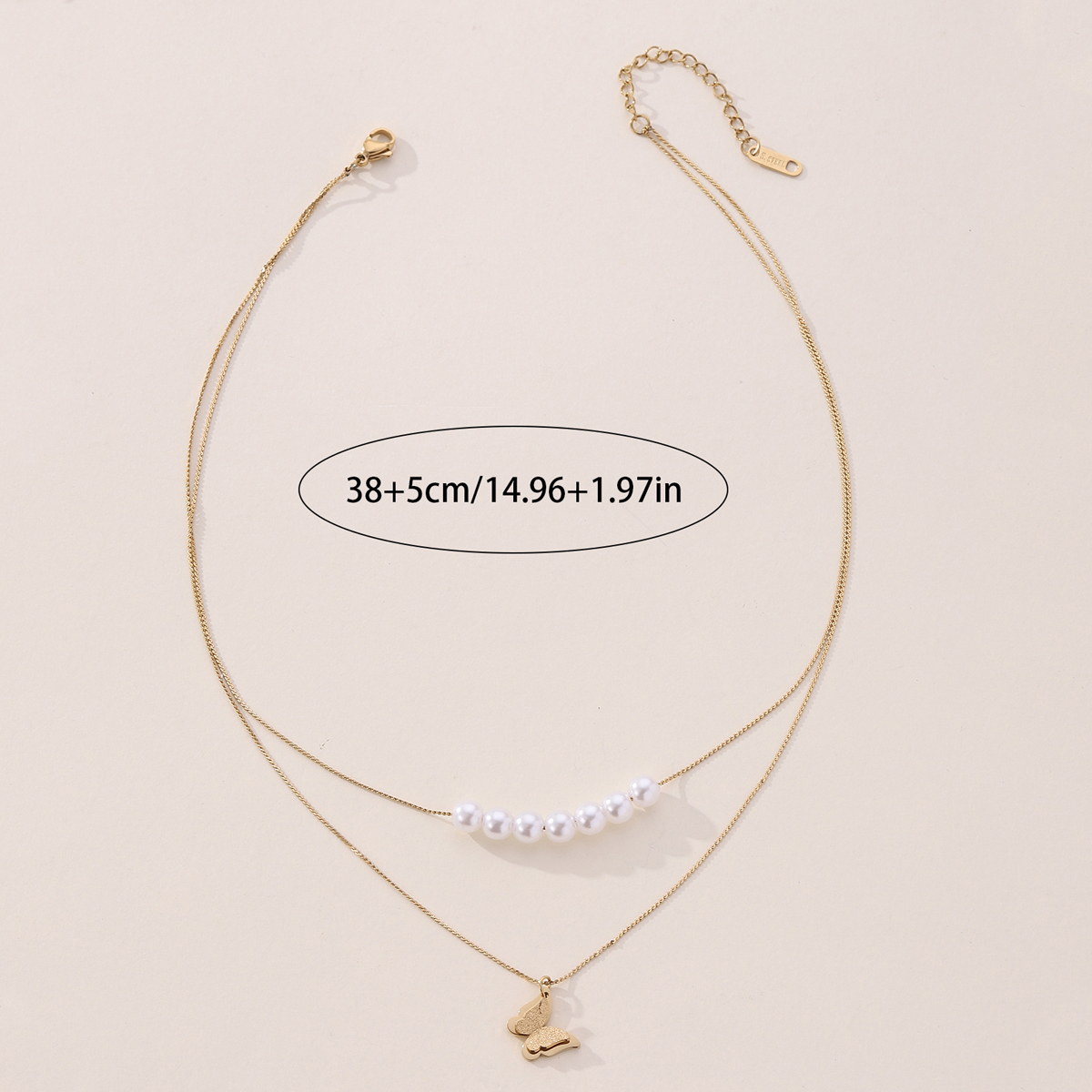 Elegant Lady Classic Style Butterfly Imitation Pearl Plating 18K Gold Plated Women's Double Layer Necklaces display picture 5