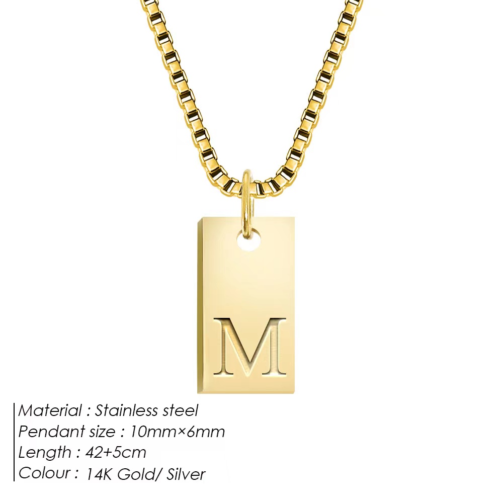 304 Stainless Steel 14K Gold Plated Simple Style Letter Pendant Necklace display picture 14