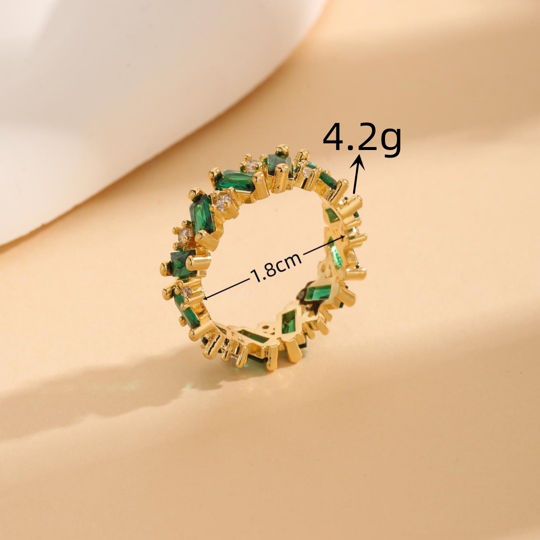 Wholesale Elegant Classical Retro Geometric Copper Inlay 18K Gold Plated Zircon Rings display picture 2
