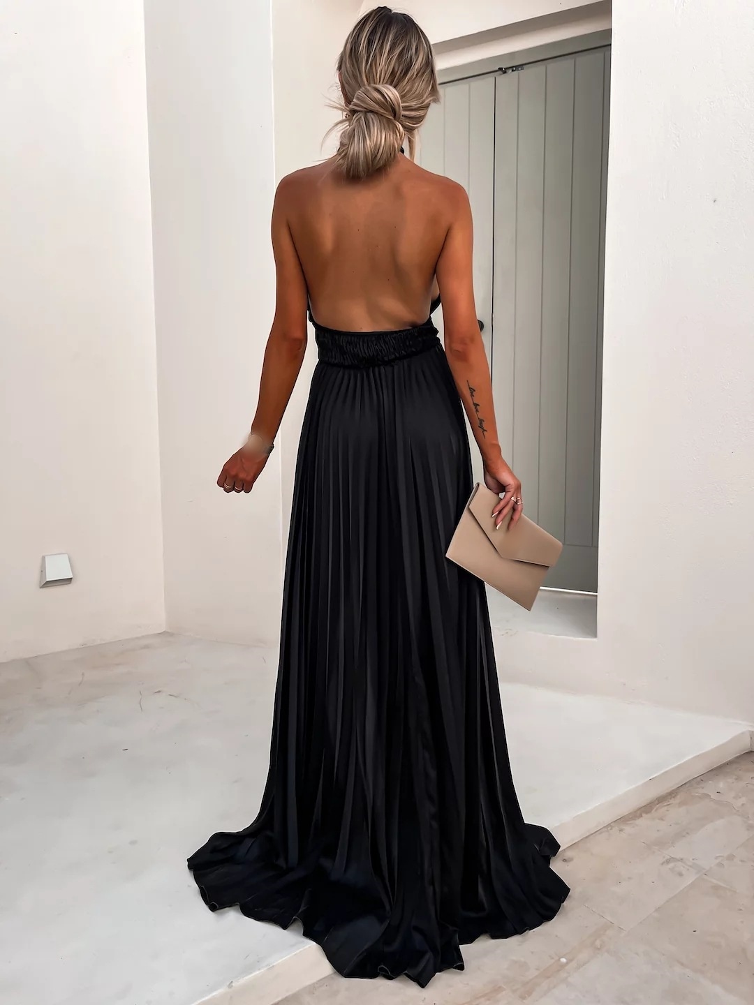 Frau Normales Kleid Britischer Stil V-ausschnitt Patchwork Ärmellos Einfarbig Maxi Langes Kleid Täglich display picture 1