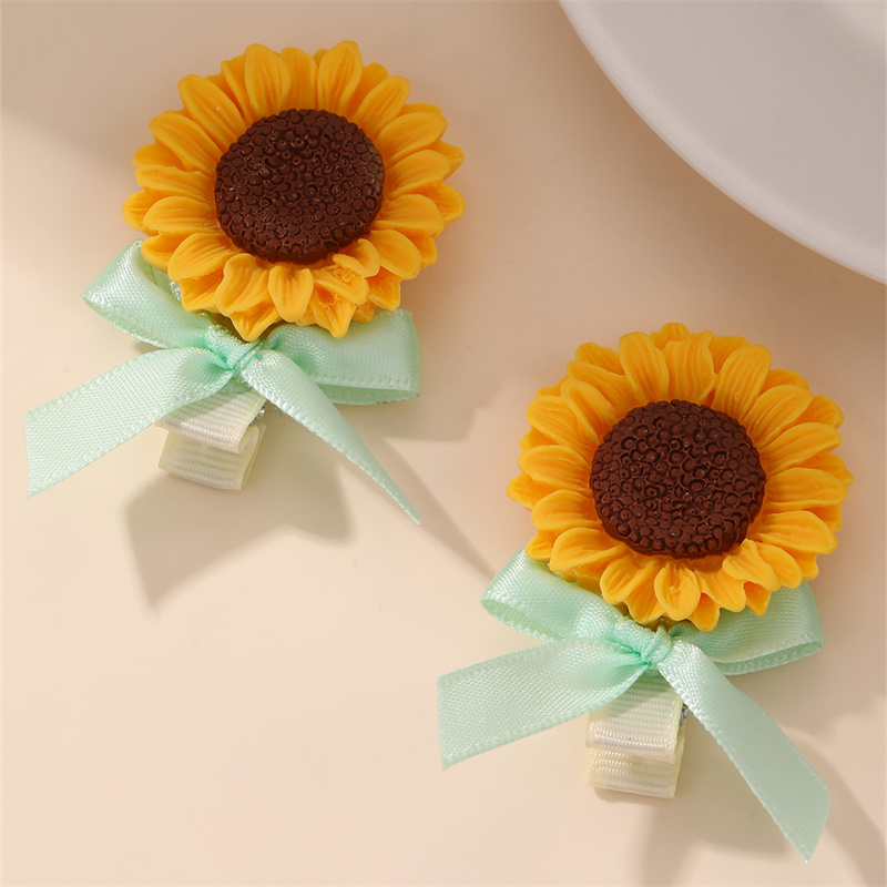 Women's Sweet Pastoral Sunflower Rose Flower Alloy Cloth Hair Clip display picture 1