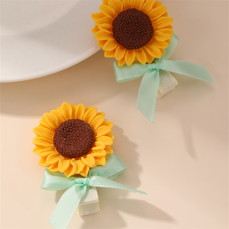 Women's Sweet Pastoral Sunflower Rose Flower Alloy Cloth Hair Clip display picture 2
