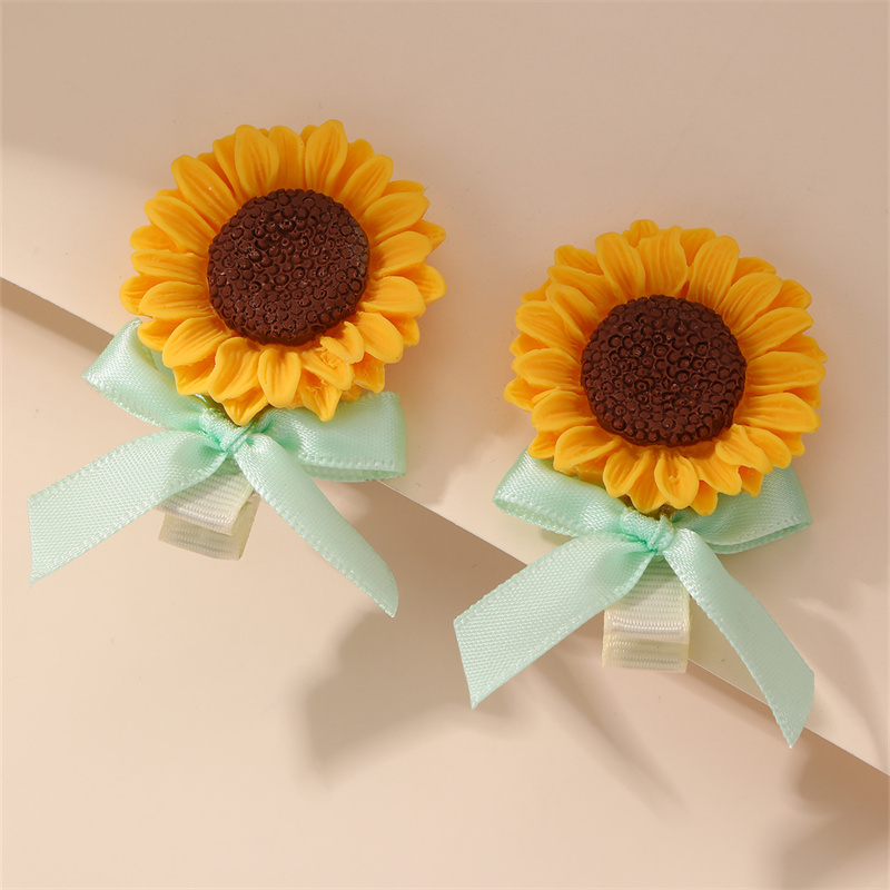Women's Sweet Pastoral Sunflower Rose Flower Alloy Cloth Hair Clip display picture 3