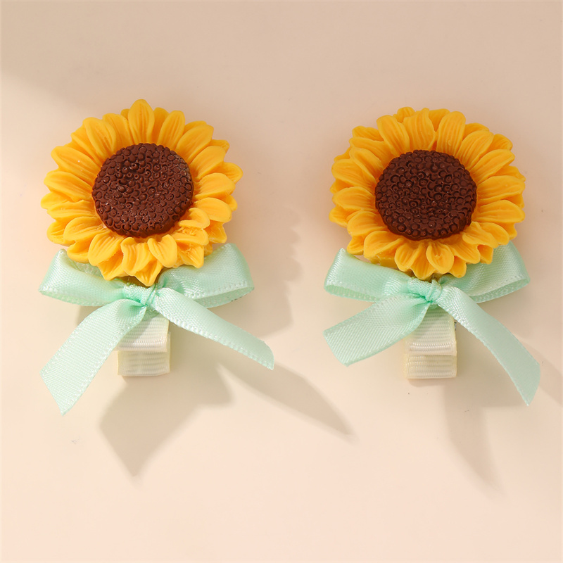 Women's Sweet Pastoral Sunflower Rose Flower Alloy Cloth Hair Clip display picture 5