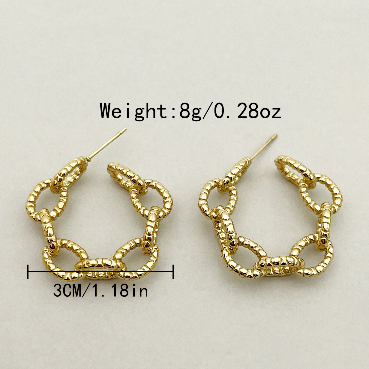 1 Par Lindo Estilo Moderno Forma De C Ronda Sector Labor De Retazos Enchapado Tridimensional Acero Inoxidable 304 Chapado En Oro Aretes display picture 5