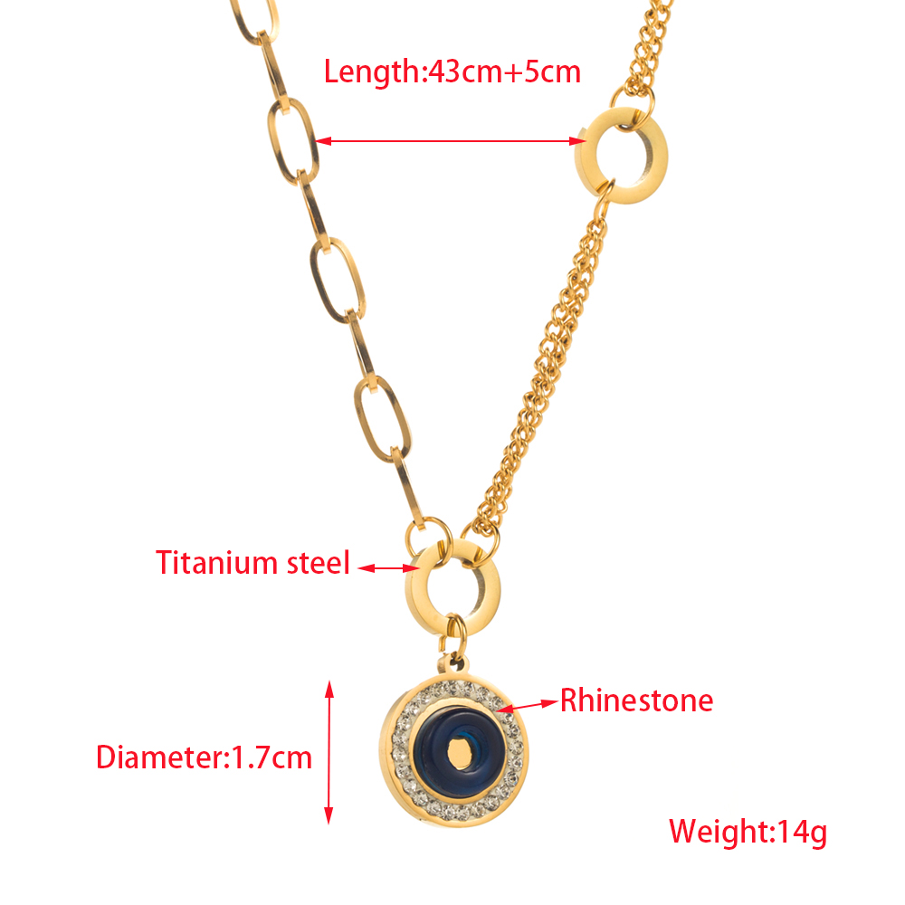 316 Stainless Steel  14K Gold Plated Casual Vacation Classic Style Plating Inlay Round Palm Rhinestones Pendant Necklace display picture 1