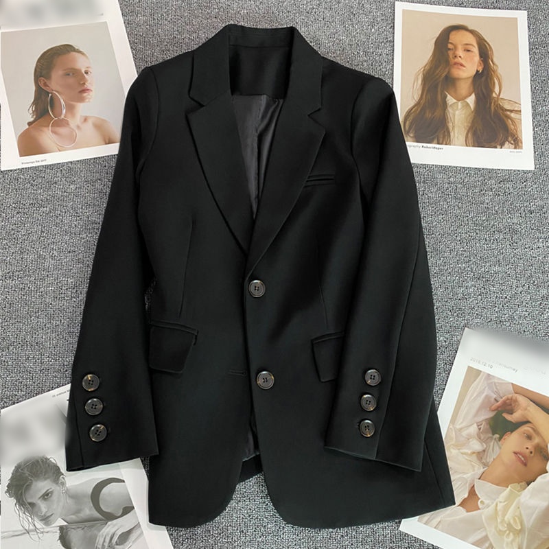 Damen Mantel Langarm Blazer Patchwork Knopf Einfarbig Im Britischen Stil display picture 2