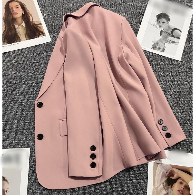 Damen Mantel Langarm Blazer Patchwork Knopf Einfarbig Im Britischen Stil display picture 7